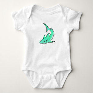 Body requin souriant de dessin animé bleu vert océan an