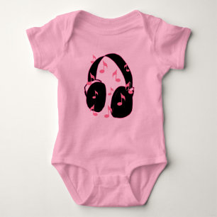 Body Roche de bébé !  Casque avec le rose de notes