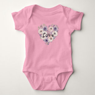 Body Rose Pâle Violet Blanc Fleur Heart