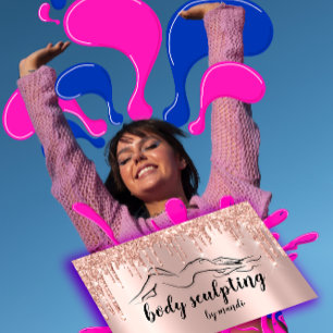 Body Sclupting Beauty Logo Glitter Drips Business Card