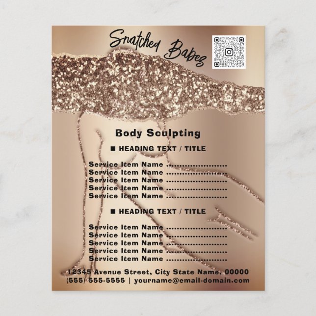 Body Sculpting Beauty Hair Salon QR LOGO Glitter F Flyer (Front)