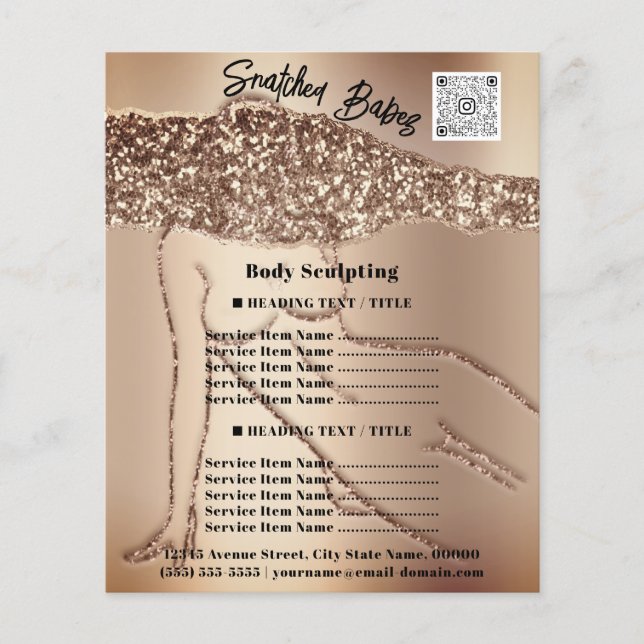 Body Sculpting Beauty Hair Salon QR LOGO Glitter Flyer (Front)