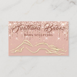 Body Sculpting Beauty Logo Massage Drips Gold Business Card
