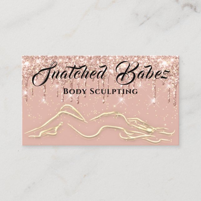 Body Sculpting Beauty Logo Massage Drips Rose Business Card (Front)