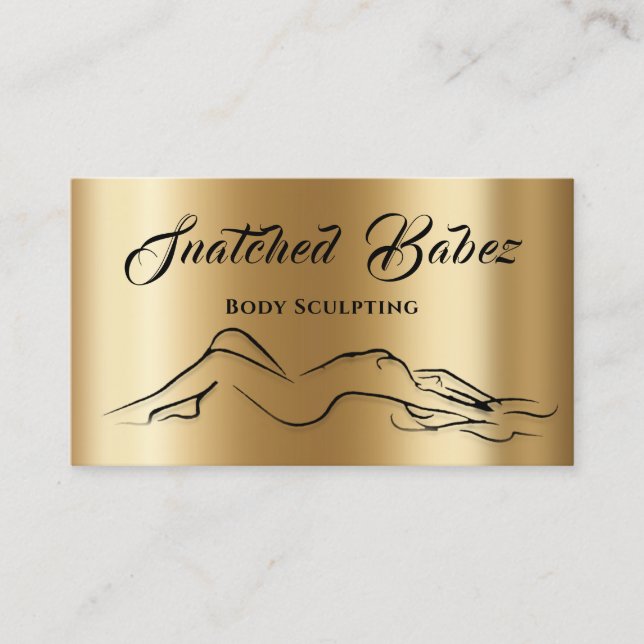 Body Sculpting Beauty Logo Massage Homey Gold Business Card (Front)