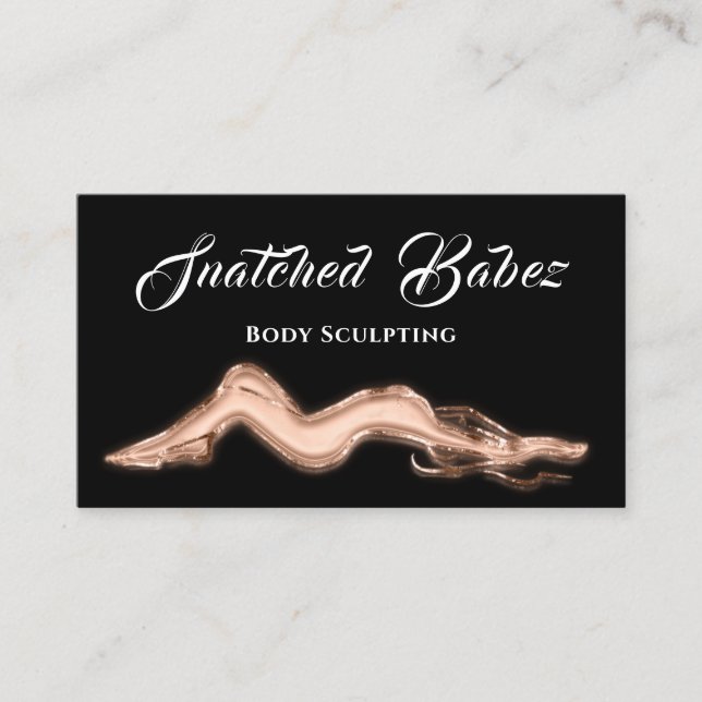 Body Sculpting Beauty Logo Massage QRCODE Black  Business Card (Front)