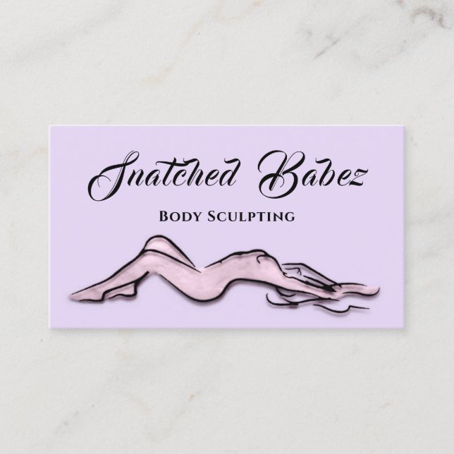 Body Sculpting Beauty Logo Massage QRCODE Purple Business Card (Front)