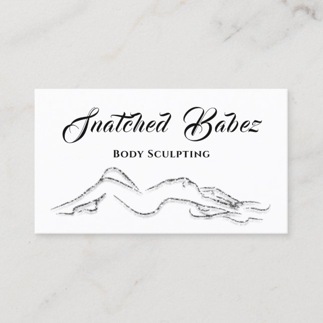 Body Sculpting Beauty Logo Massage QRCODE Silver Business Card (Front)