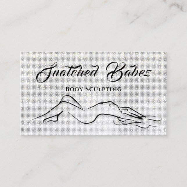 Body Sculpting Beauty Logo Massage Silver Grey Bus Business Card (Front)