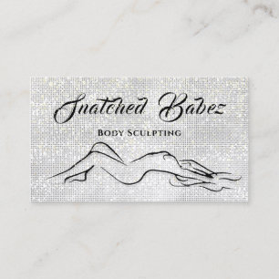 Body Sculpting Beauty Logo Massage Silver Grey Business Card