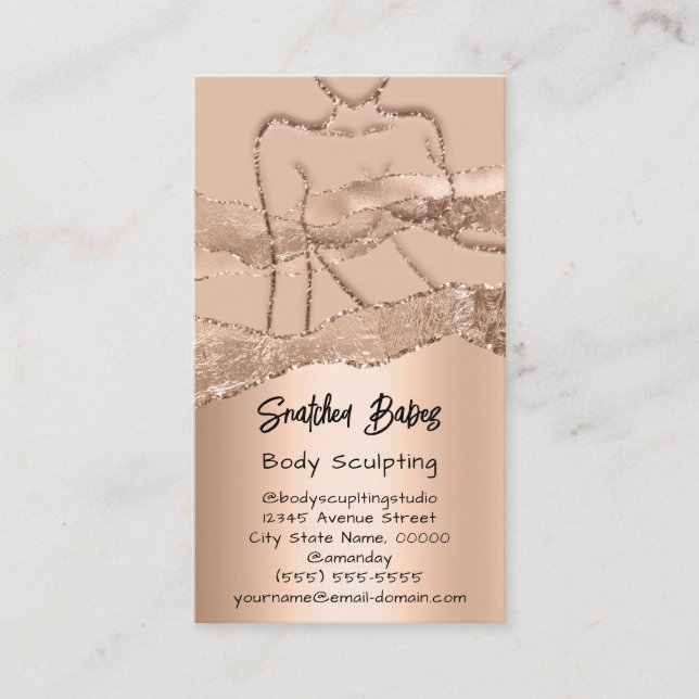 Body Sculpting Cosmetics Logo QR Code Rose Pink Business Card (Front)
