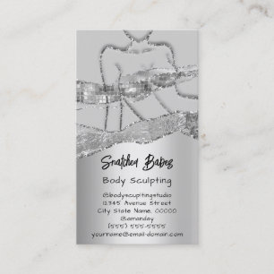 Body Sculpting Cosmetics Logo QR Code Silver Grey  Business Card