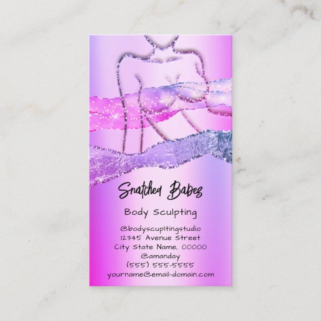 Body Sculpting Cosmetics Logo QR Pink Glitter  Business Card (Front)