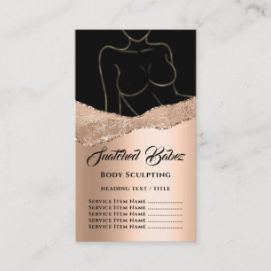 Body  Sculpting Logo Gold SPA Rose Black Business  Card