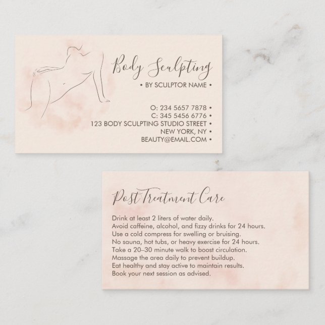 Body sculpting Post Pre Treatment Care Business Card (Front/Back)