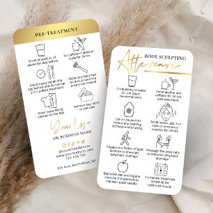 Body Sculpting Pre and Post Care Instructions Gold Business Card