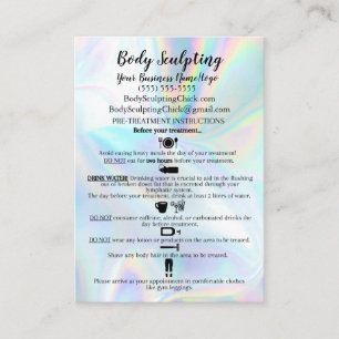 Body Sculpting Pre/Post Treatment Faux Holographic Business Card