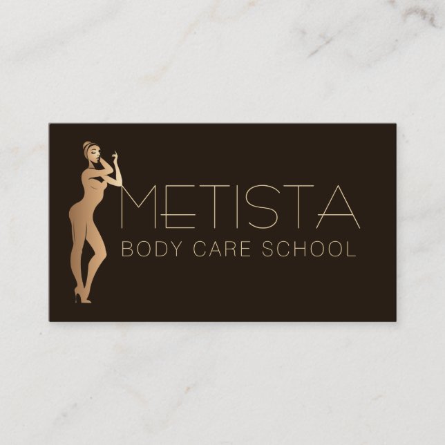 Body Sculpting QR Code Logo Black Skinny  Business Card (Front)
