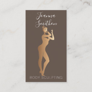 Body Sculpting QR Code Logo Rose Gold  Business Card