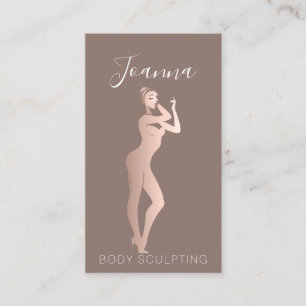 Body Shape Sculpting QR Code Logo Blush Rose  Business Card