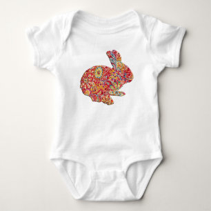 Body Silhouette florale colorée Pâques Lapin Creeper