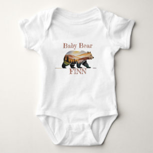 Body Silhouette rustique aquarelle de bébé ours dans la
