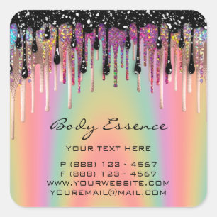 Body Soap Balm Cosmetic Shop Holograph Drip Rose Square Sticker