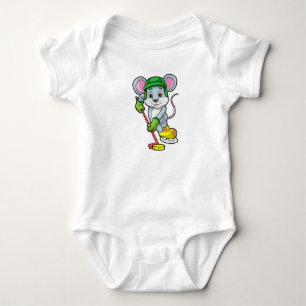 Body Souris de hockey sur glace avec bâton de hockey su