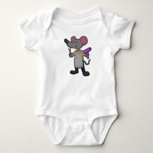Body Souris en coiffeur avec ciseaux et sèche-cheveux