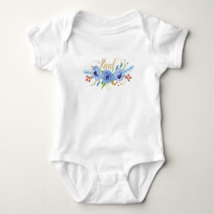Body Soyez humble et des fleurs d'aquarelle bleu