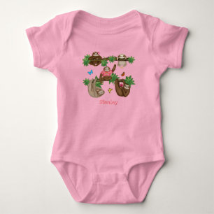 Body Stanley Sloth personnalisé, costume de bébé rose