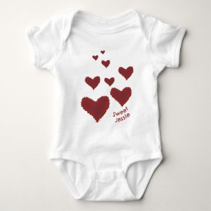 Body Sweet Baby's Name Cudly Red Hearts Je t'aime
