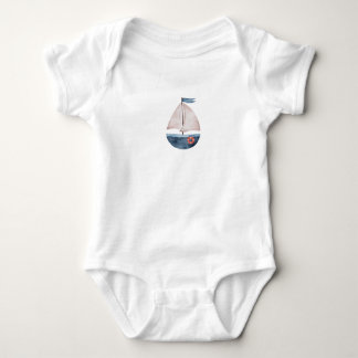 Body T-shirt bateau bleu aquarelle