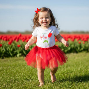Body T-shirt bébé tulipe rouge