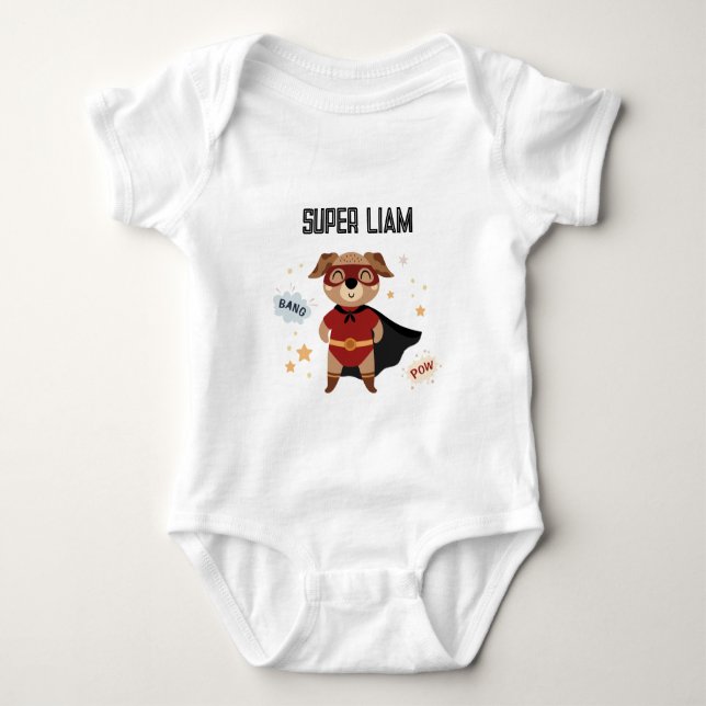 Body T-shirt de bébé toddler de chien super-héros (Devant)