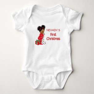 Body T-shirt de premier Noël de bébé fille afro-américa