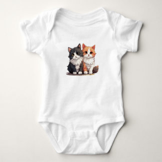 Body T-shirt Duo Cat | Adorable Black & Orange Cats Gra