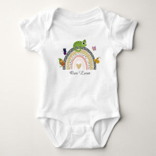Body T-shirt enfant jungle, arc-en-ciel et caméléon