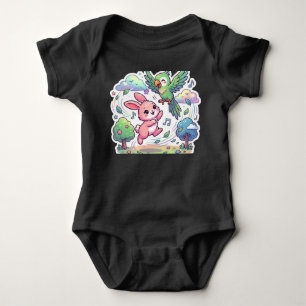 Body T-shirt pour enfants avec un lapin mignon et un pe