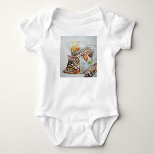 Body Tabby Chat Aquarelle Chats Bébés Une pièce