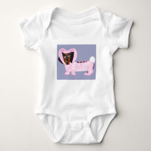Body Teckel dans le costume rose brouillé de lapin