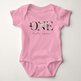 Body Tenue Floral ONE pour le 1er anniversaire de bébé