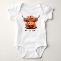 Texte personnalisé Cute Baby Highland Cow