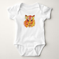 Tigre Dessin Baby Jersey Bodysuit, Blanc