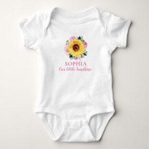 Body Tournesol rose Floral Nom personnalisé