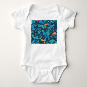 Body Tropical Artistique : Motif Flamant rose ananas.