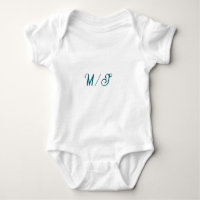 Turquoise monogramme nom de couple de mariage simp