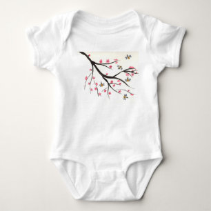 Body Tutu de bébé d'abeille et de fleurs de cerisier 