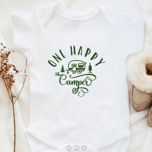 Body Un joyeux camper Minimaliste vert 1er anniversaire