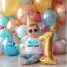 Un joyeux Mec 1er anniversaire Blue Smiley